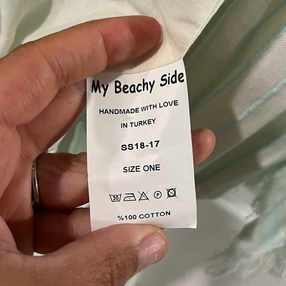 My Beachy Side Crochet Striped Halter Romper Teal - Picture 6 of 7